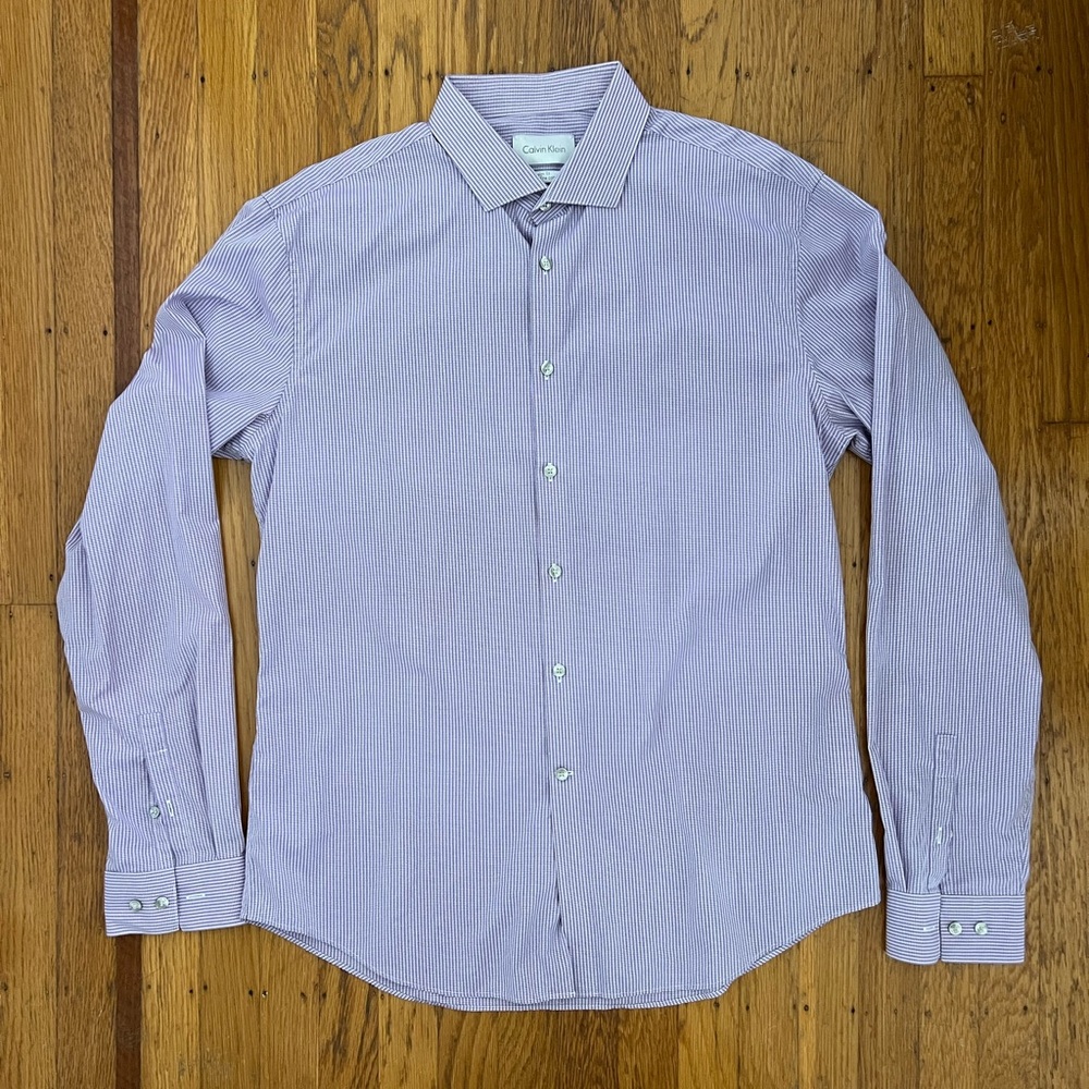 Calvin Klein Men's Lavender Striped Dress Shirt